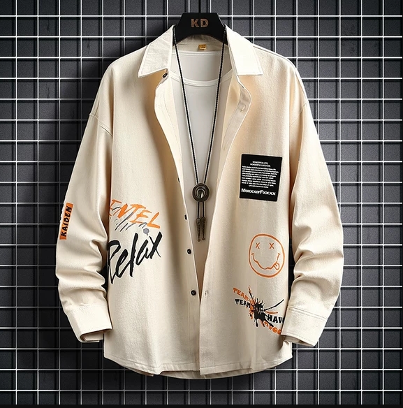 2023新款春秋季衬衫外套男士潮流宽松痞帅开衫衬衣潮牌休闲秋衣男